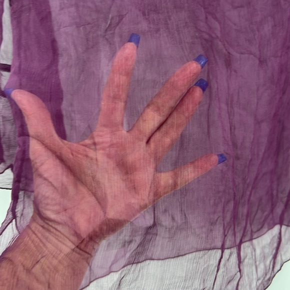 ZBD Design Embroidered silk witchy fairy grunge Sheer Purple Gold Blouse SZ M - Picture 4 of 8